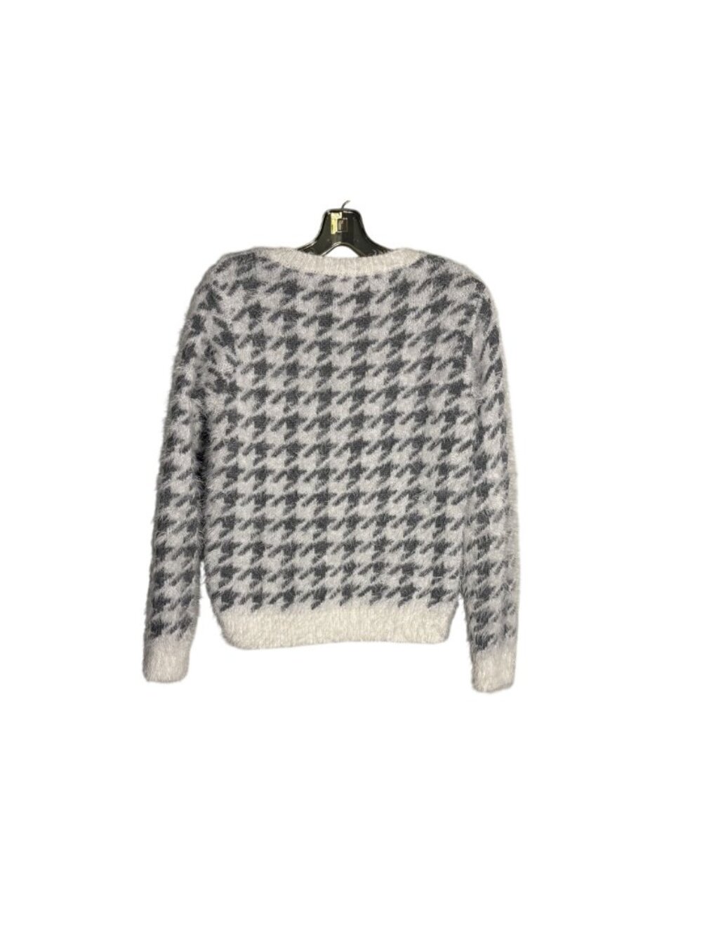Houndstooth Fuzzy Sweater By Mudd Gray & White Soft Knit Pullover Size Small - Picture 2 of 8
